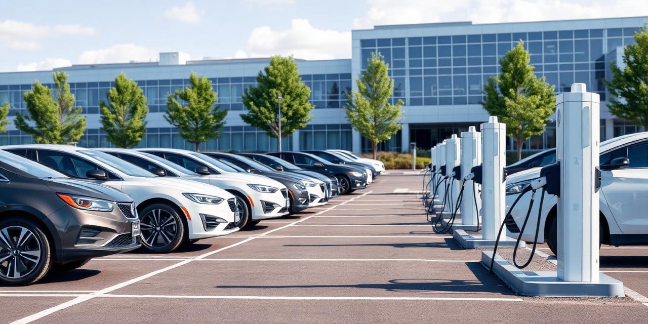 Estação de recarga em estacionamento corporativo